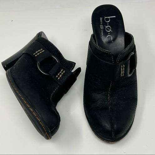 Born concept B.o.c.  Donia Black Oiled Nubuck Ring Trim Split Vamp Clog Mule