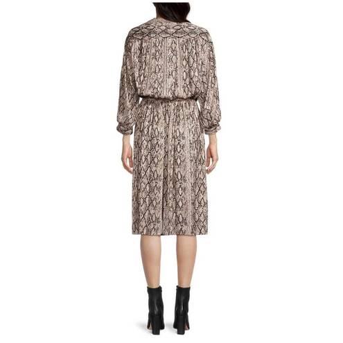 Brochu Walker  Olivia Snake Print Blouson Midi-Dress in Metallic Python