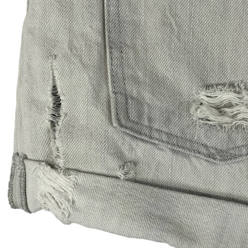 ALLSAINTS  SZ W26 Pam Jean Shorts Distressed Cuffed Low-Rise Zip-Fly Pockets Gray