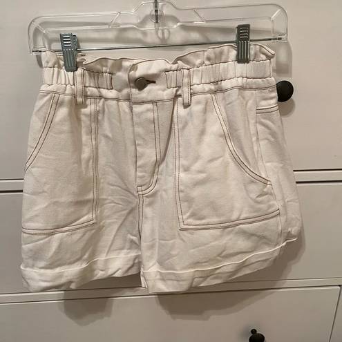 Bohme White cotton paper bag style shorts