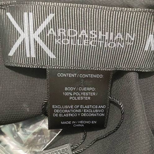 Kardashian Kollection  Sheer Tie Bow Front Top Blouse Keyhole Back Black Medium