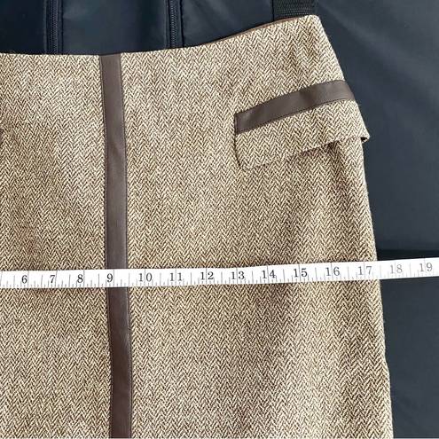 INC  Vintage Brown Faux Leather Wool Blend 90s Y2K Classic Office Pencil Skirt