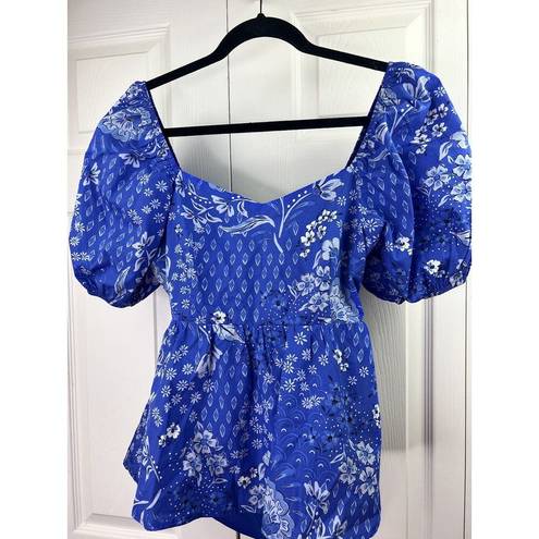 Sugar Lips  AMAYA MIXED PRINT CIRUS BACK TIE PEPLUM TOP RETAIL $79 SIZE MEDIUM