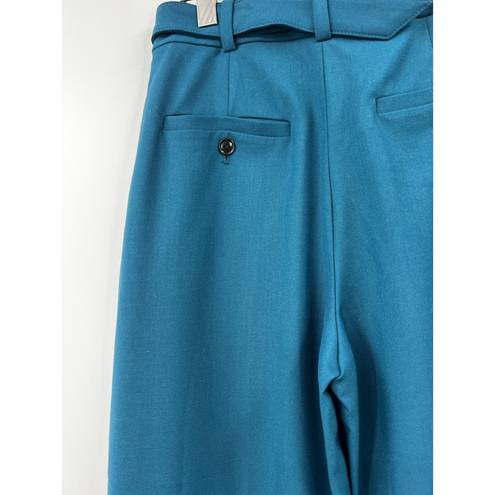 Club Monaco  Heemi Blue Wool Blend Belted Wide Leg Cropped Pants Size 4