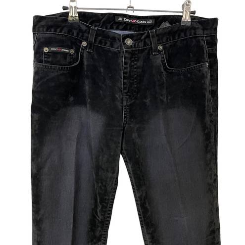 DKNY  Y2K Black Mixed Media Velvet Denim Flared Jeans 11