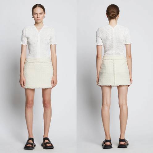 Proenza Schouler White Label fringed cotton-blend tweed mini skirt size 8 medium