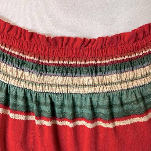 CHAPS  Top Cotton Shirt Womens Medium Red Green Beige Earthy Flowy