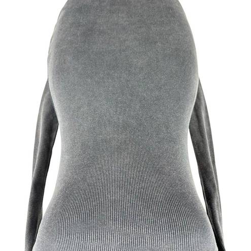 Young Fabulous and Broke  YFB Dax Gray Acid Wash Ribbed Knit Bodycon Dress Size XS