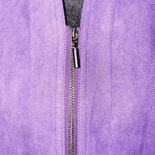 Studio Works  Womens Size 4P Petite Purple Suede Jacket Shacket Full Zip Pockets