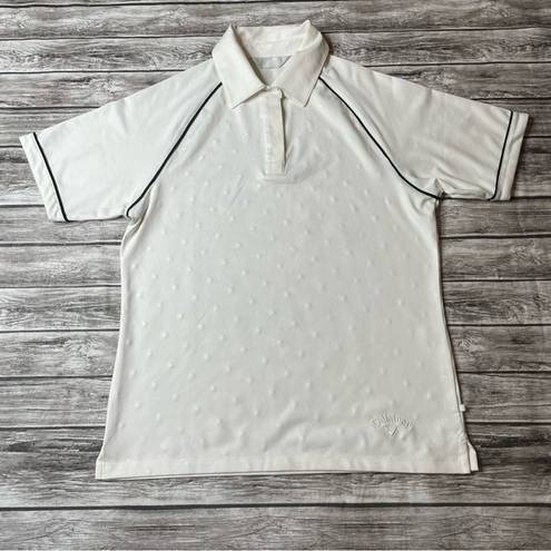 Callaway  Womens Golf Polo Shirt Top M Med Medium Cream Ivory Off White Collared