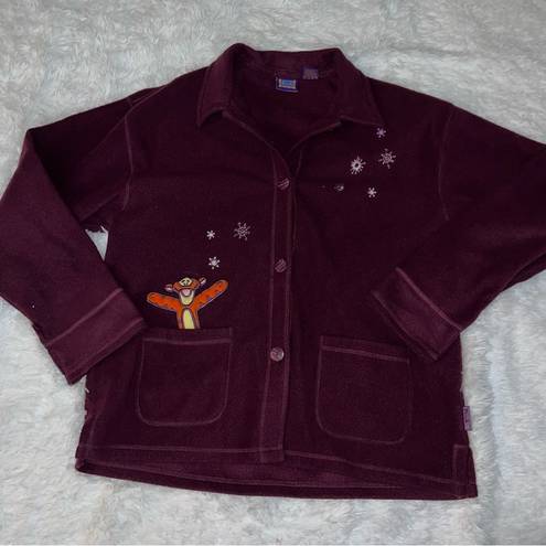 Disney  Tigger - Vintage Winnie The Pooh Brand Purple Button Up Fleece size XL