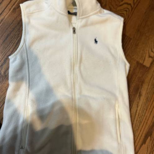 Ralph Lauren Lauren  Golf Womens Small Ivory  Fleece Zip Vest Pockets