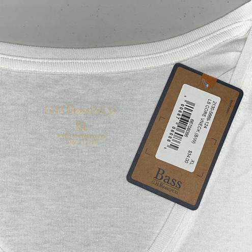 Krass&co G.H. Bass & . NWT Size XL White Long Sleeve V-Neck Core Knit Top Shirt