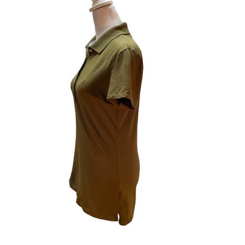 Tommy Hilfiger Olive Green Women’s Short Sleeve Polo Shirt Size Medium *flaw*