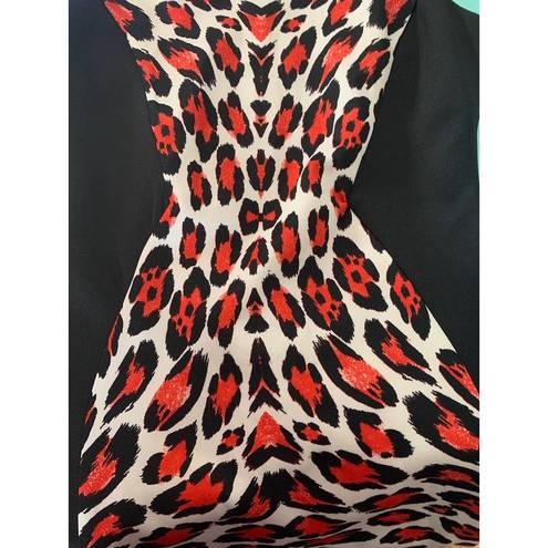 Bisou Bisou  bodycon black red leopard dress womens size 4