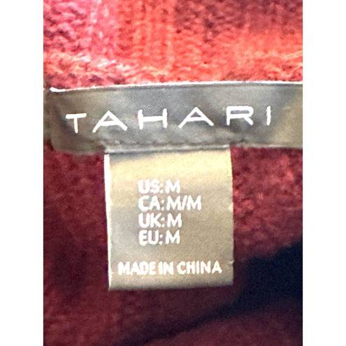 Tahari  Maroon Turtleneck Sleeveless Tunic Sweater Wool & Yak Hair Blend Size M