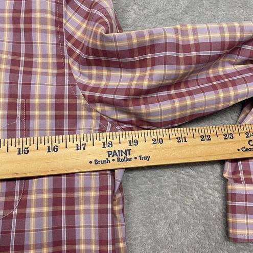 L.L.Bean  Top womens XS Red White Plaid Button Up Cotton Wrinkle Free Shirt