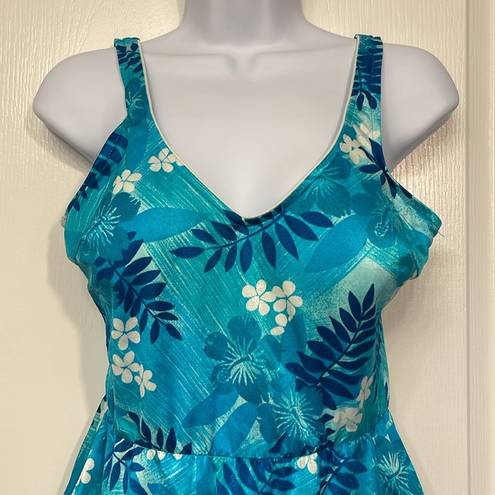 Maxine of Hollywood Women's Vintage  Tropical Teal Swimdress Swimsuit Size 16 EUC