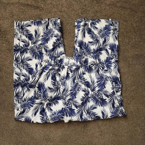 Panama Jack Blue/White Hawaiian Palm Tree Pants, Women's XL