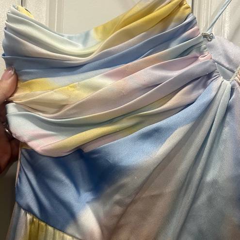 Monique Lhuillier ML  Multicolored Swirl Satin Gown Size 6 US $645