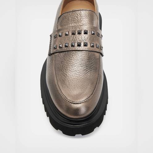 ALLSAINTS  Lola Studded Apron Toe Loafers, Pewter Size EU41 (Sold Out) New in Box