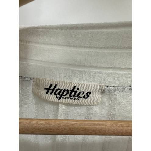 Harper Haptics by Holly  Top Women SIZE 2X White Animal Print Patchwork V-Neck