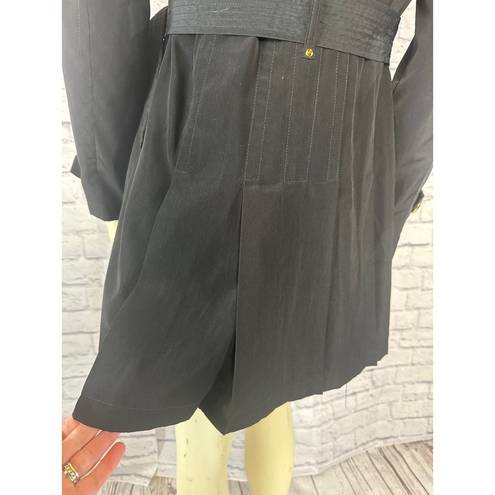 Croft & Barrow Kenneth Cole black trench coat with gold buttons and belt size medium