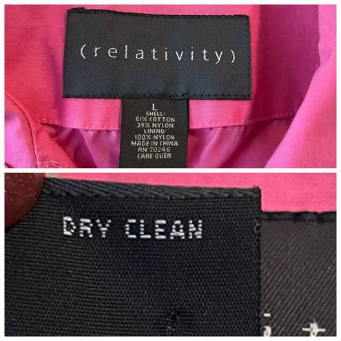 Relativity Relatively Women’s Trench Coat Jacket Classic Hot Pink Fuchsia Size Large