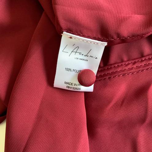 L'Academie NEW  The Long Sleeve Wrap Satin Blouse Shirt Cabernet Red Medium