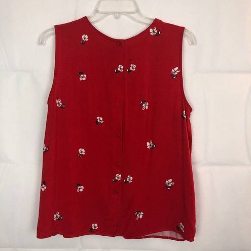 Popsugar  I Red Floral Sleeveless Top 100% Rayon