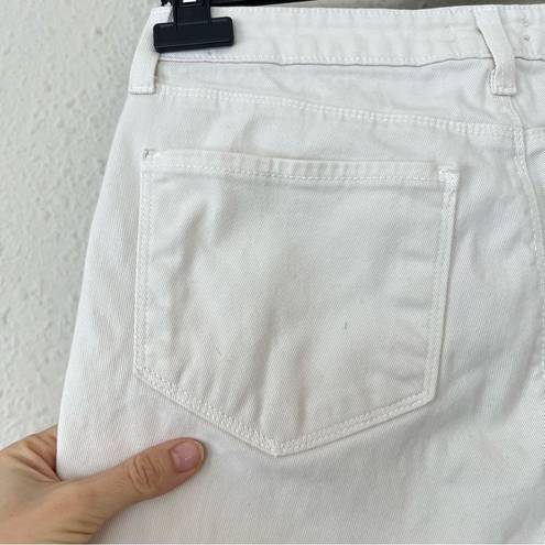 L'Agence  Nadia Cropped Straight Jean in Vintage White Stripe Size 29