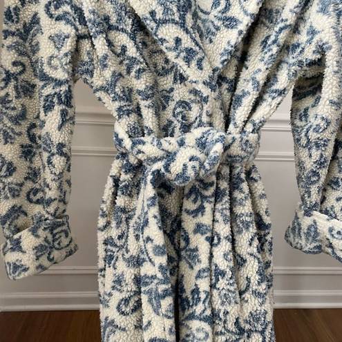 Victoria's Secret Vintage 90s  Country Delft Floral Scroll Fleece Robe XS S