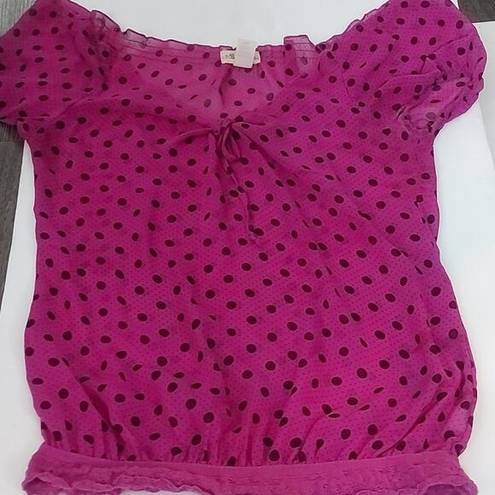 belle du jour  Sheer Tie Front Blouse Pink/Black Size S