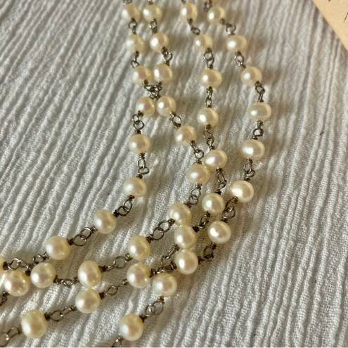 American Vintage Vintage “Cosette” 925 Sterling Silver Pearl Necklace 16” Four Strand Classic