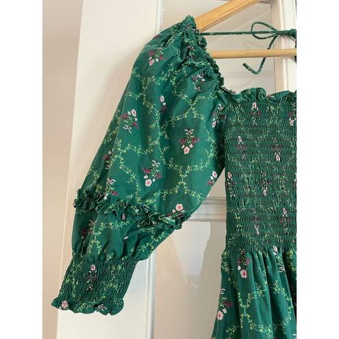 Hill House  Home Nesli Nap Dress Emerald Trellis Green Size XS