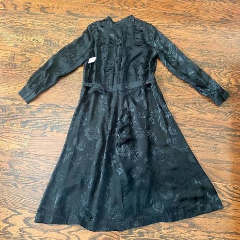 Rag and Bone  Tallulah Black Floral Print Silk Blend Shirt Dress Size 8 NWOT