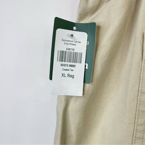 L.L.Bean  Coastal Tan Sunwashed Cotton Canvas Crop Drawstring Cropped Pants XL new