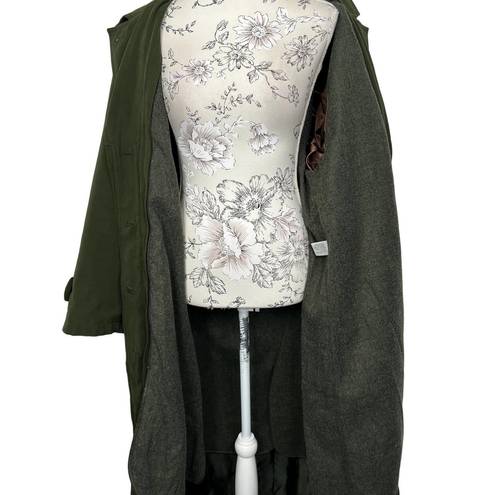 Gallery  Size 12 Olive Green Long Trench with Removable Lining Jacket