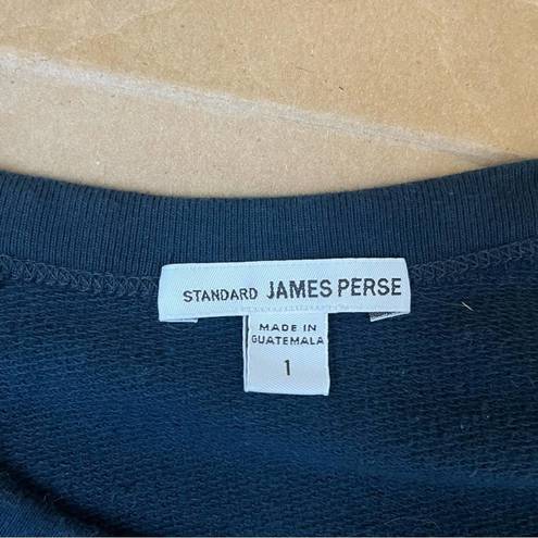 James Perse  Dark Blue Raw Hem Crewneck Sweater