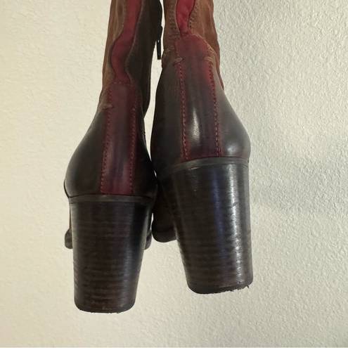 Krass&co YKX &  Brown Leather Heeled Boots Boho Western size 38 / 7-7.5 RARE