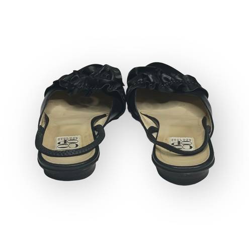 Barney’s New York HTF: Barneys New York Coop ꧁ Slingback Ruffled Leather Ballet Flats ꧂ Black