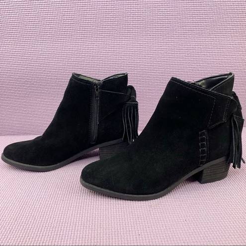 American Eagle  Outfitters Tassel Back Suede Ankle Boots Black 6