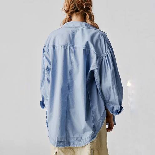 We The Free  Blue Happy Hour Button Down Shirt Sz S