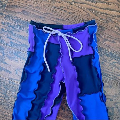 Edge Sherris NY Pants Patchwork Drawstring Lettuce  Blue Purple Size Small NWOT