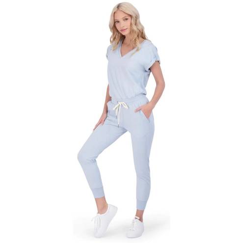 n:philanthropy NWT  Short Sleeve Cotton V-neck Jumpsuit Light Blue Medium