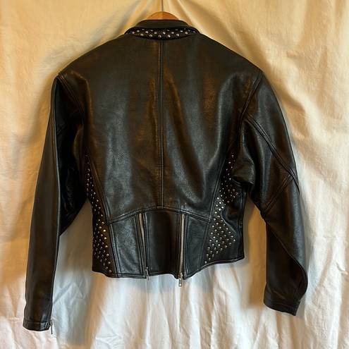 Harley Davidson  Vintage Heavy Thick Leather Oversized Biker Bomber Jacket Small