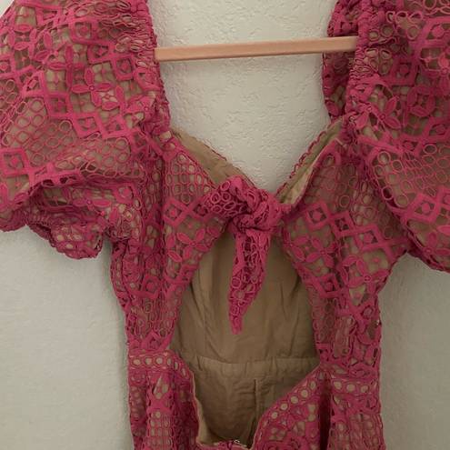 Adelyn Rae  Praya Tie Back Crochet Lace Sorbet Pink Romper Size S