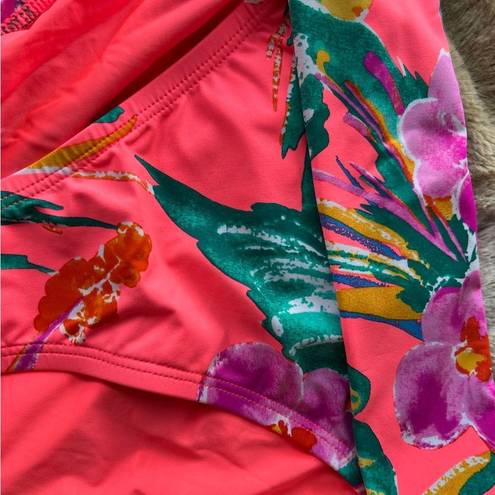 La Blanca  Pink Orange Watercolor Floral Bikini Swim Bottom Size 10 NWT