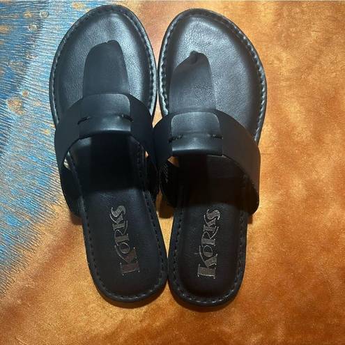 Kork-Ease New Korks Dawn Black leather thong Sandals size 6