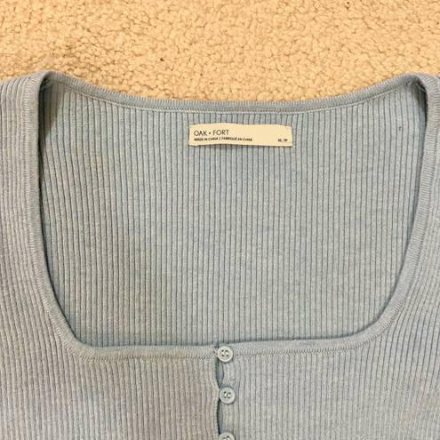 Oak + Fort Square Neck Button Front Sweater